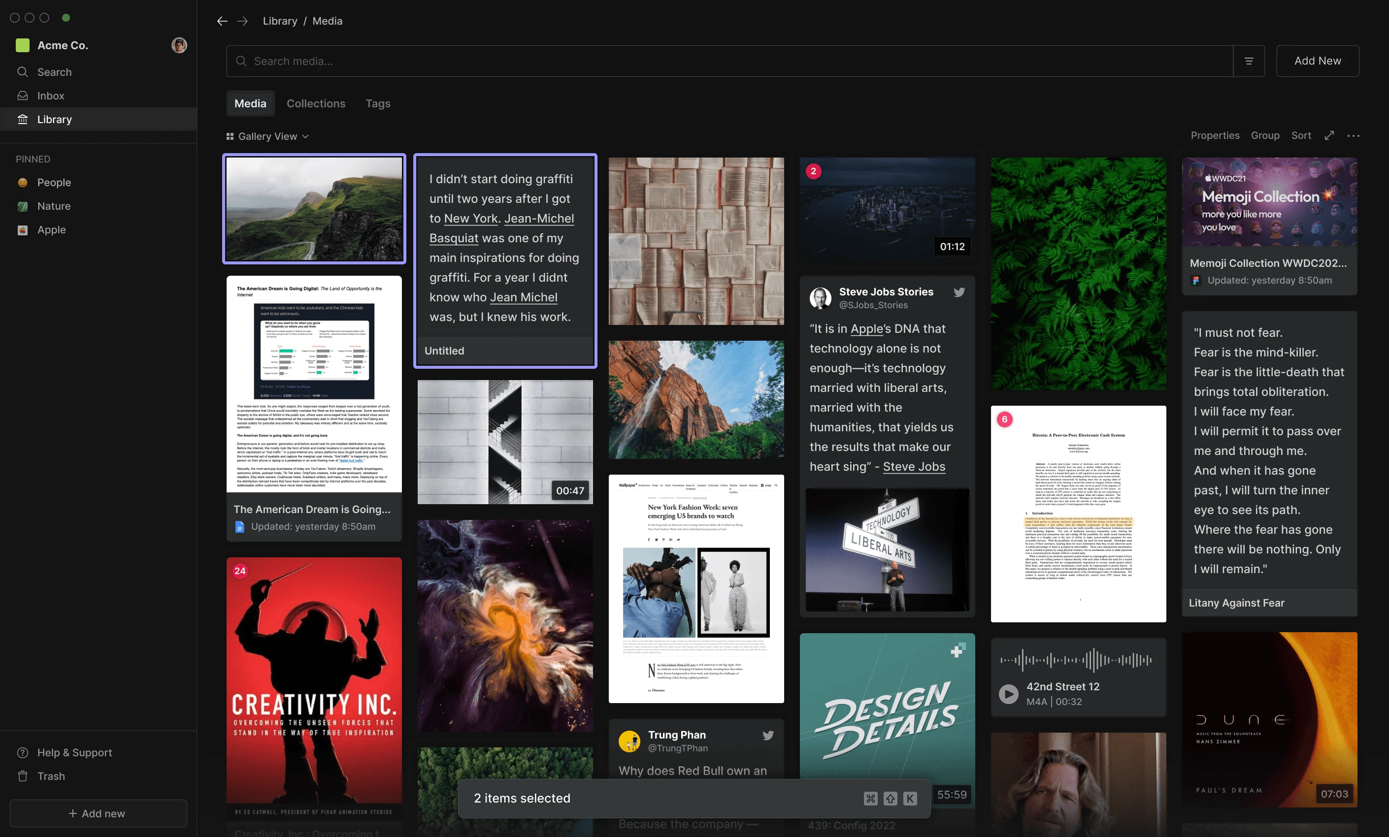 Hyperflow Library screen