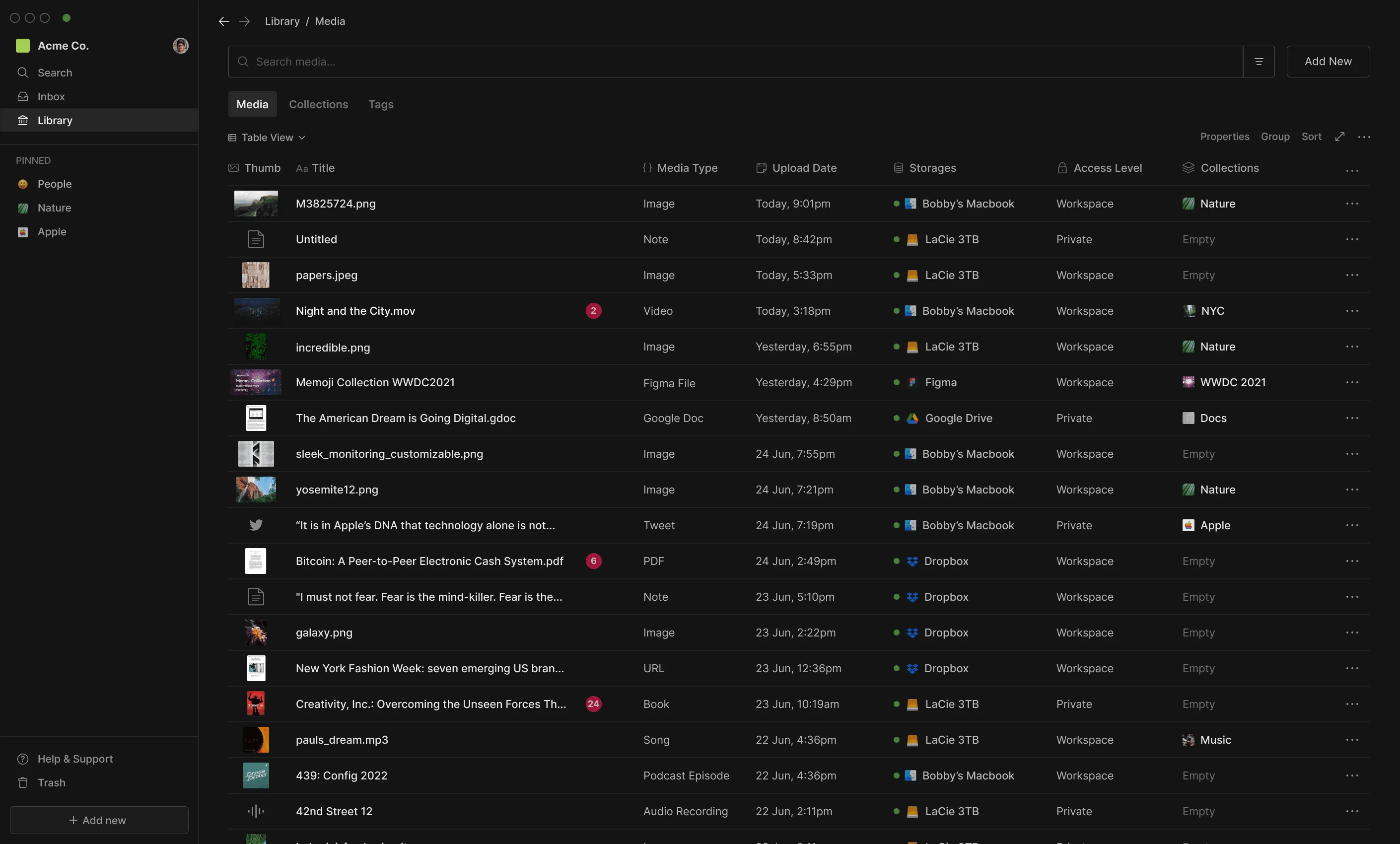 Hyperflow Library screen