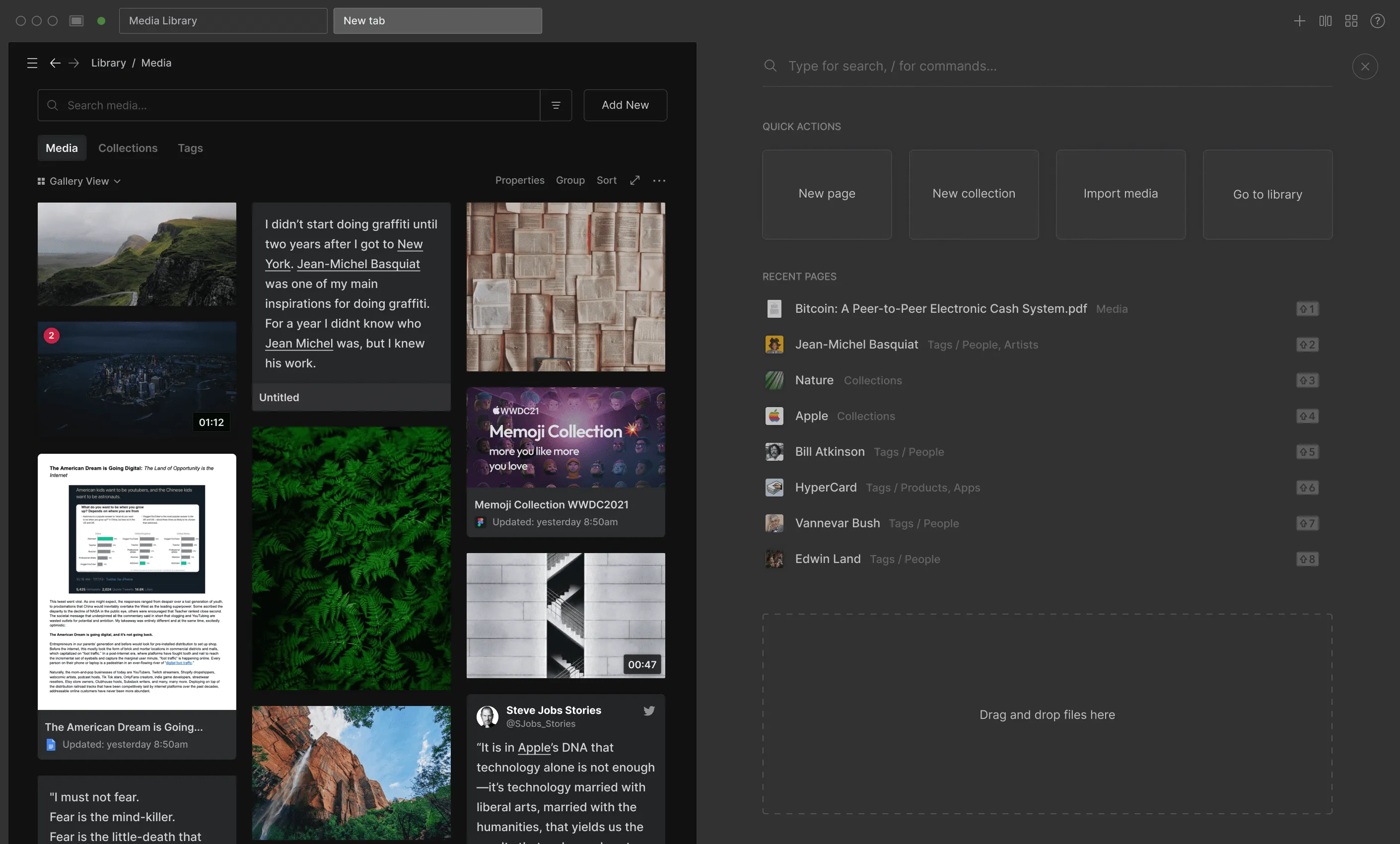 Hyperflow Library screen