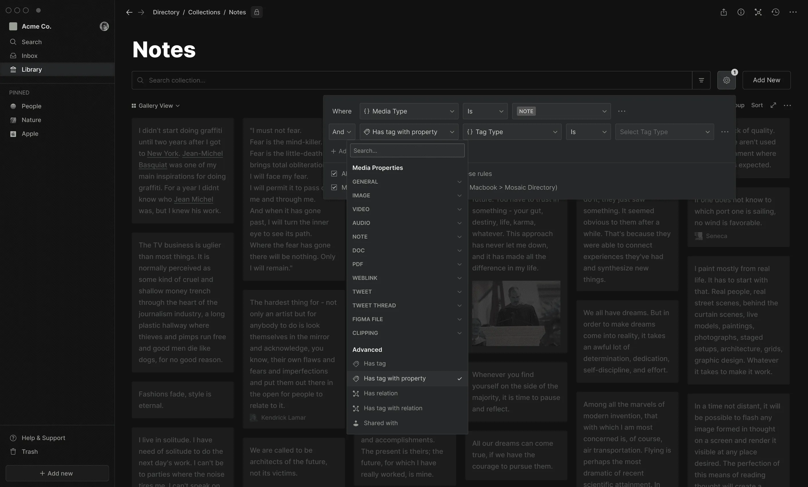 Hyperflow Library screen