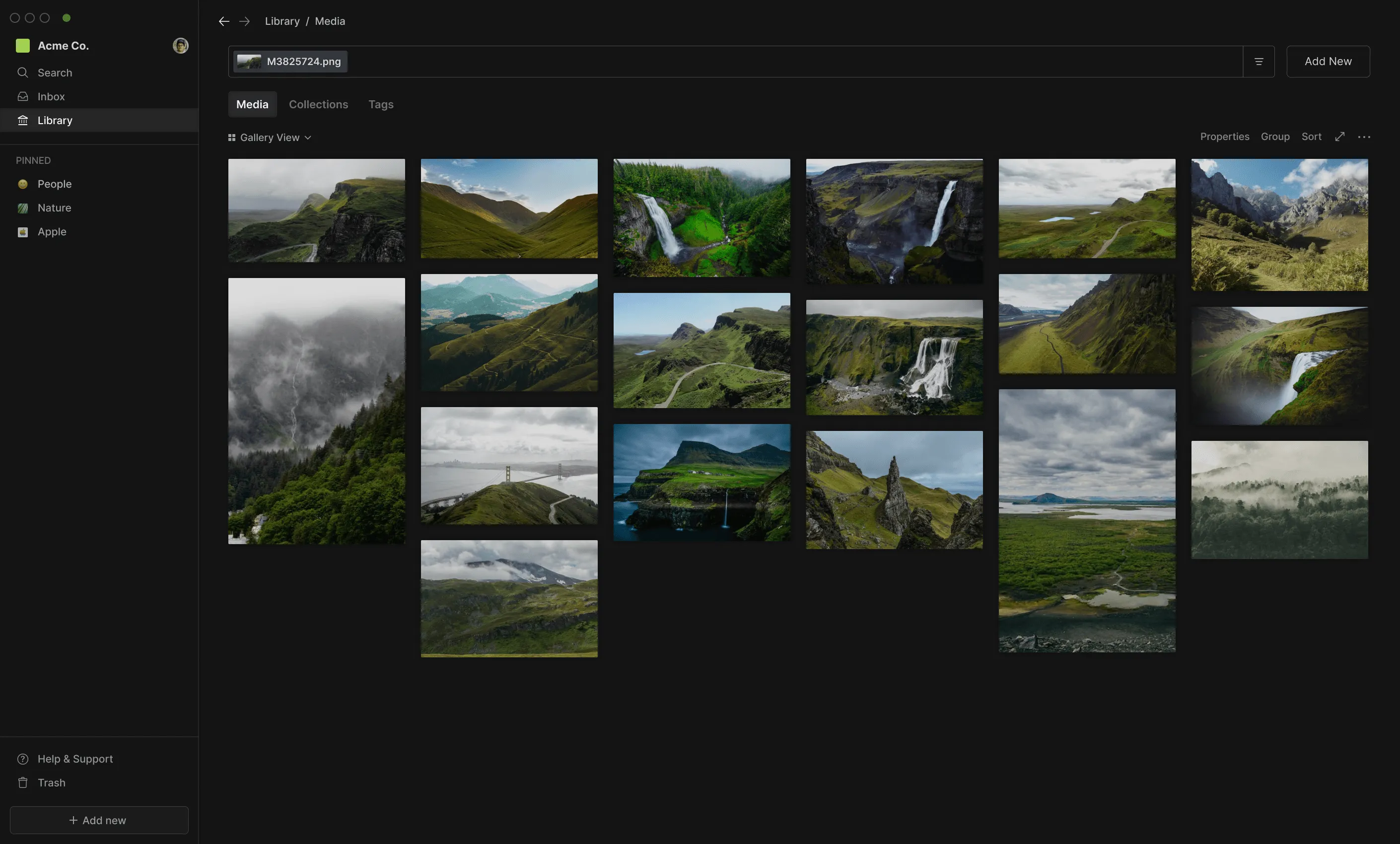 Hyperflow Library screen