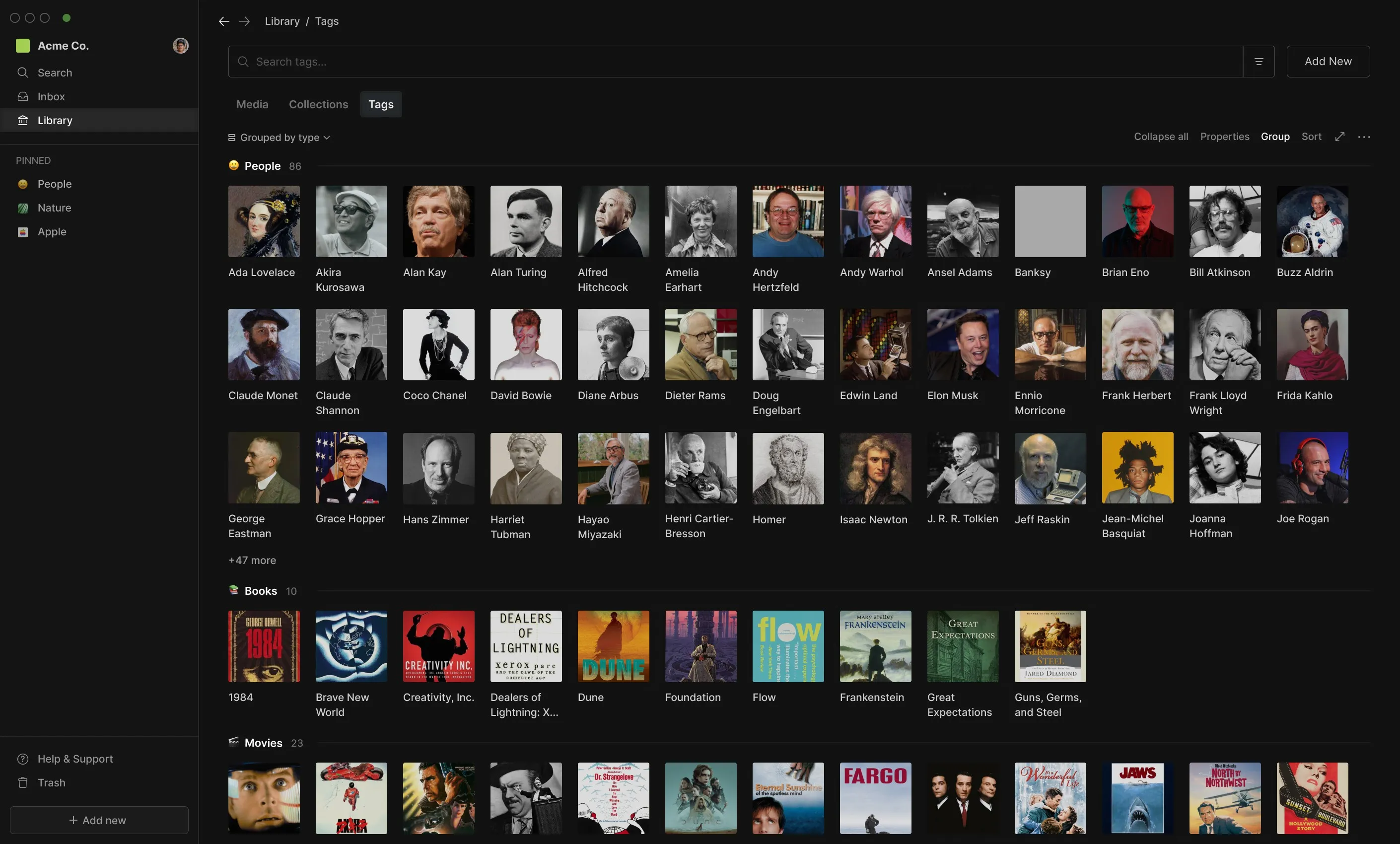 Hyperflow Library screen