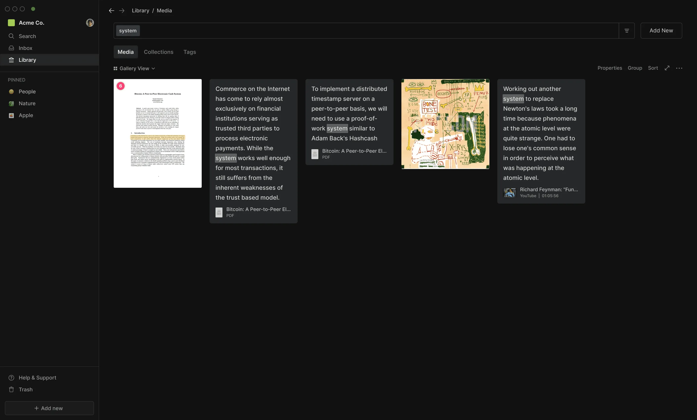 Hyperflow Library screen