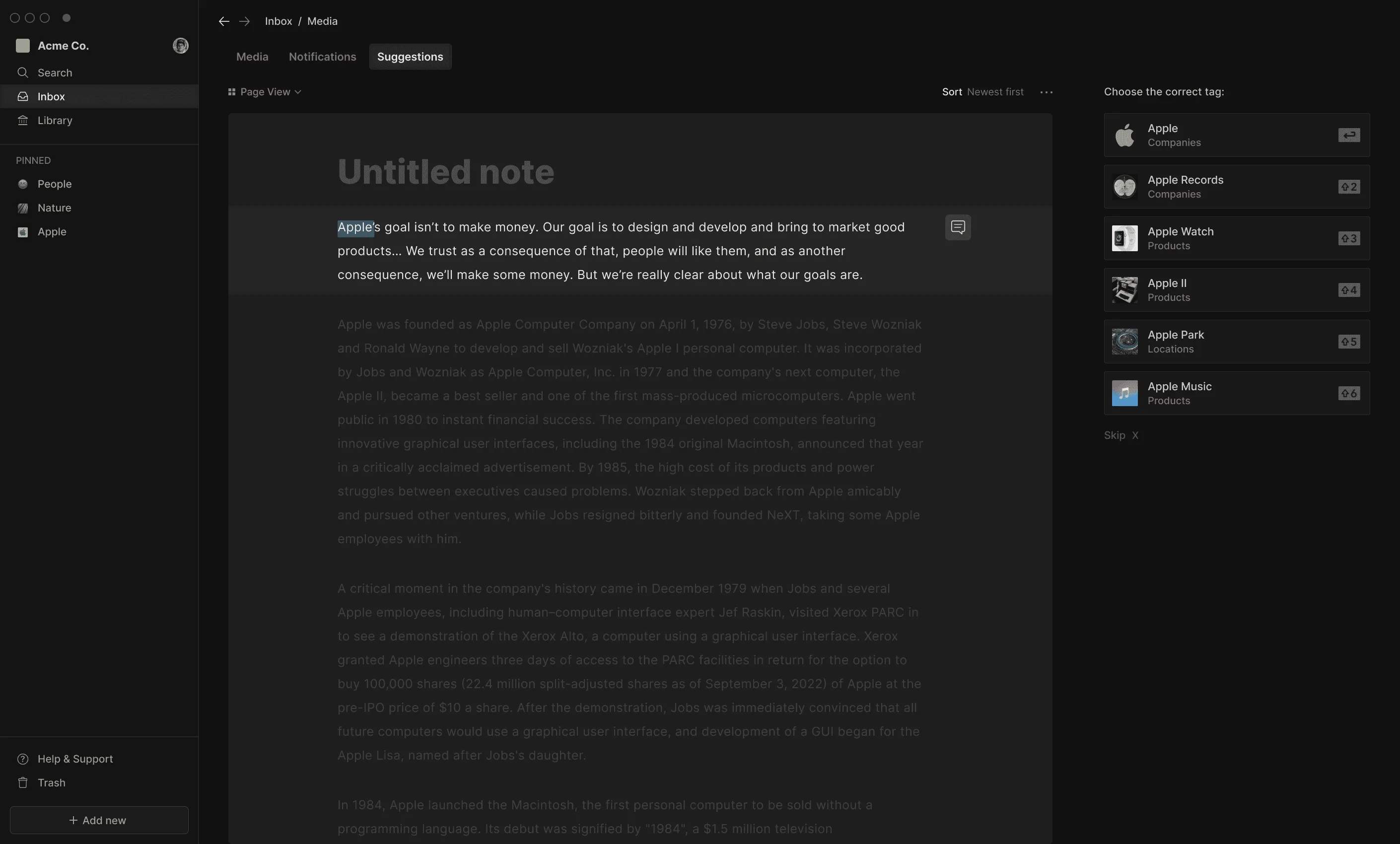Hyperflow Library screen