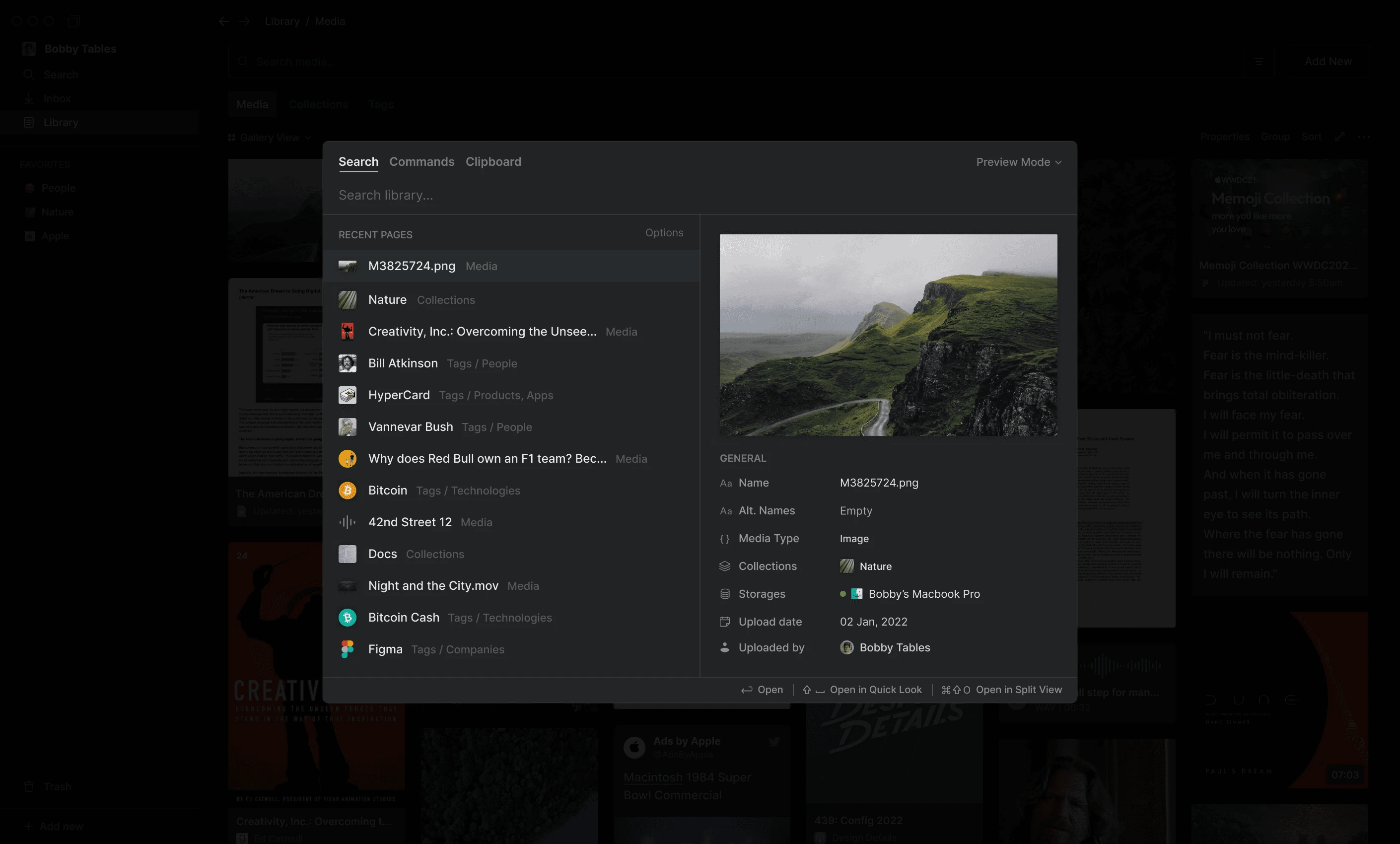 Hyperflow Library screen