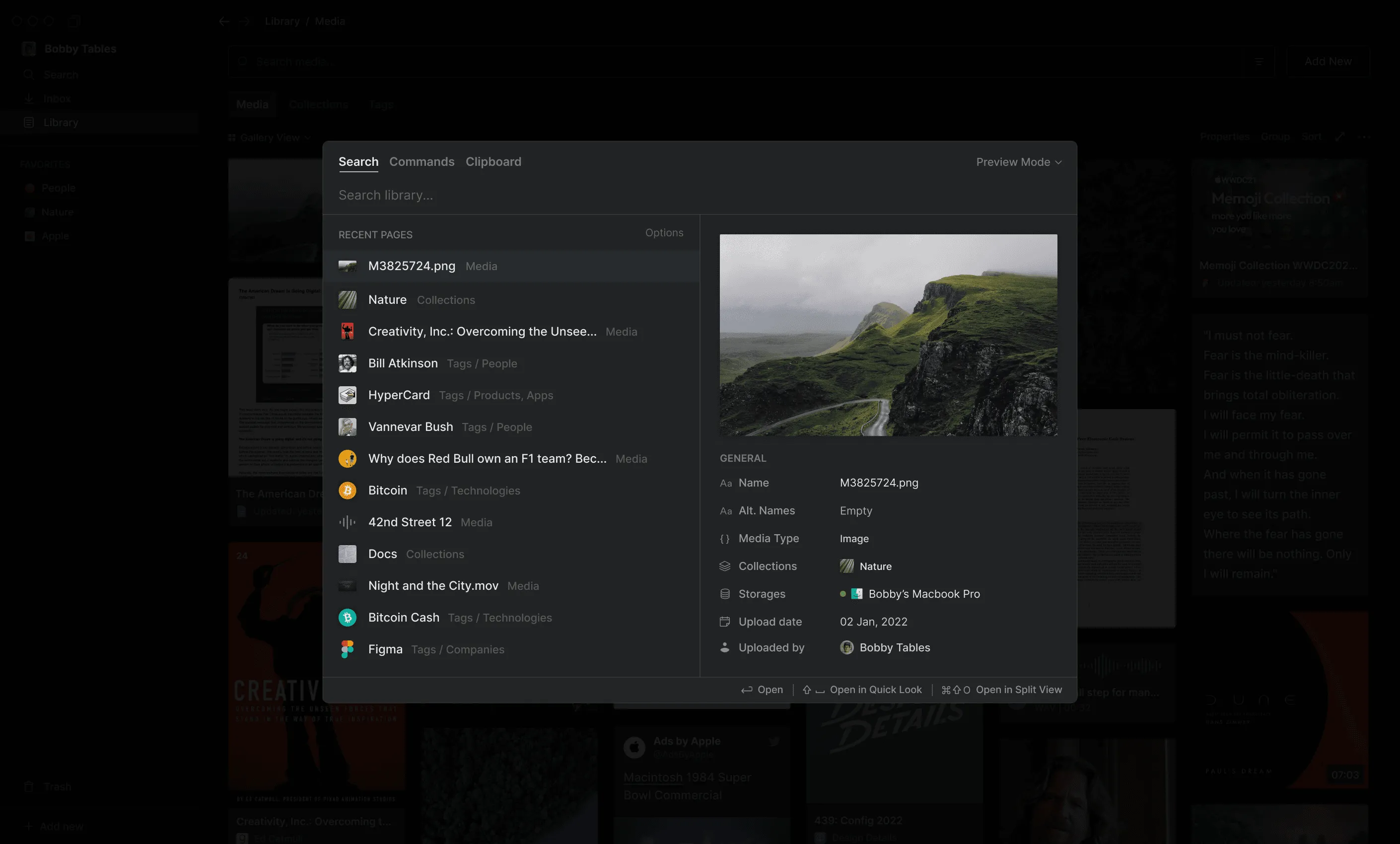 Hyperflow Library screen