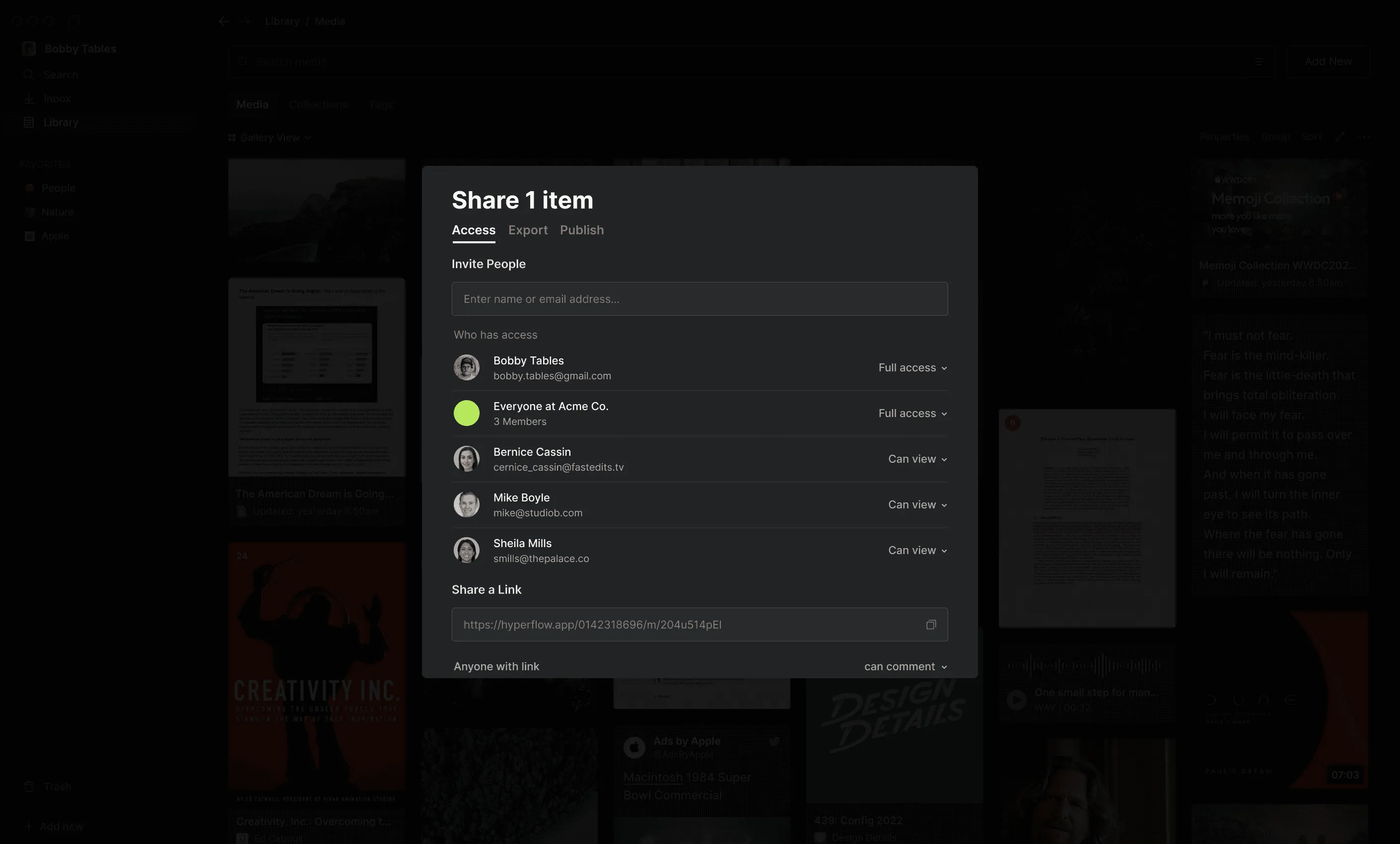 Hyperflow Library screen