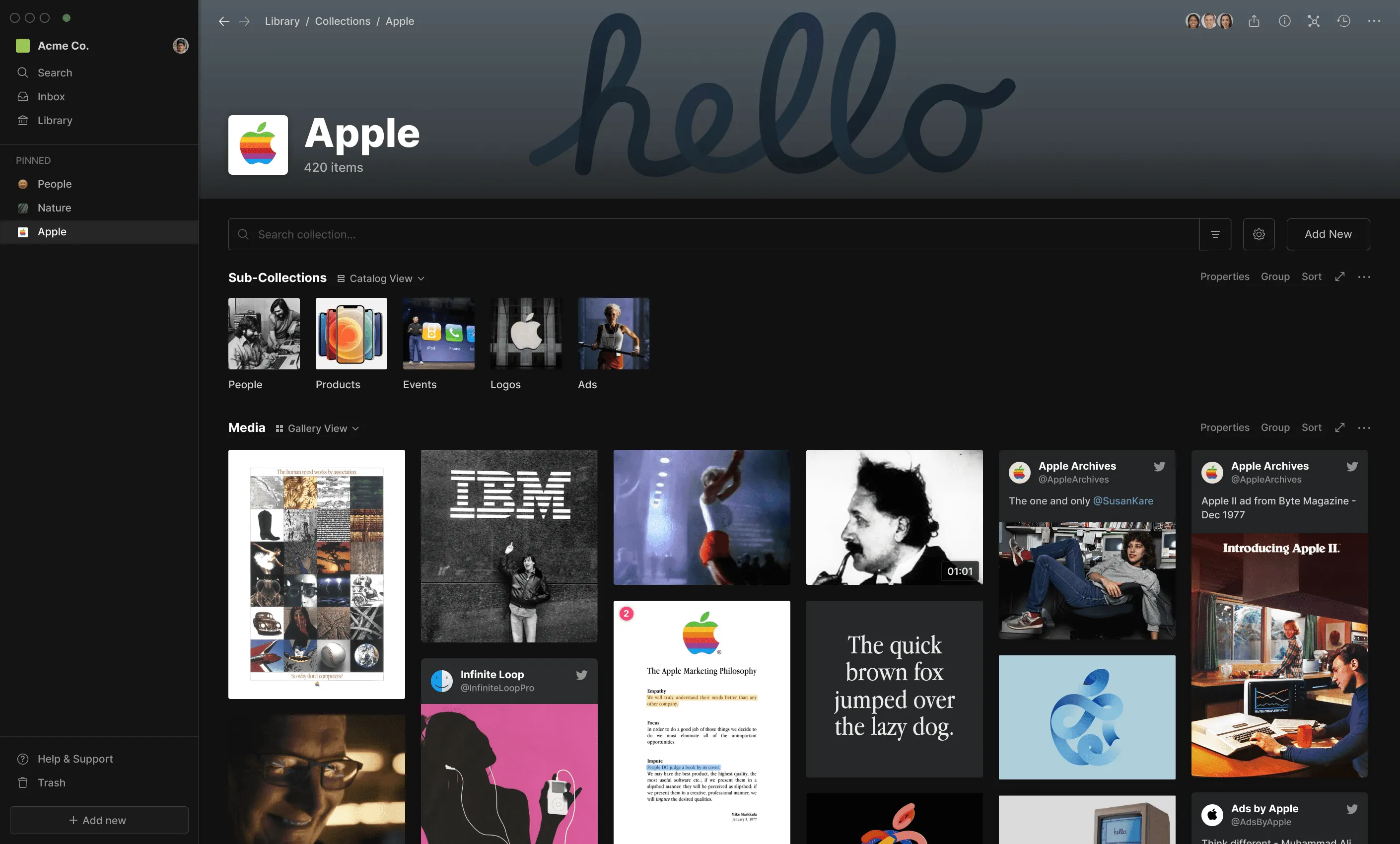 Hyperflow Library screen