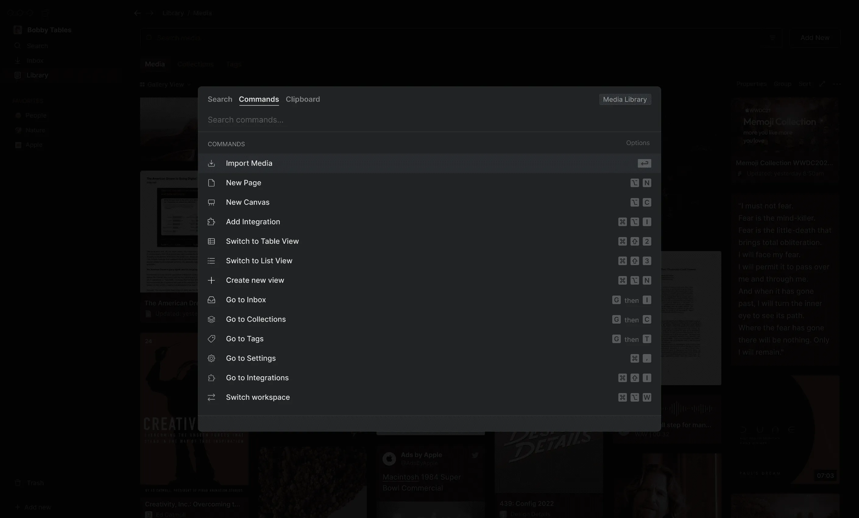 Hyperflow Library screen